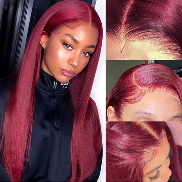 Burgundy 99J Lace Front Wigs Human Hair Pre Plucked Wine Red